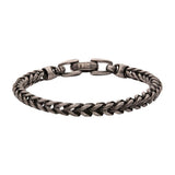 5mm Brushed Antiqued Finish Black IP Steel Sandblast Franco Chain Bracelet