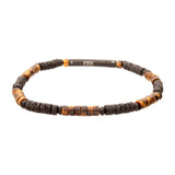 'Magma Tiger' Tiger Eye And Lava Heishi Bead Bracelet