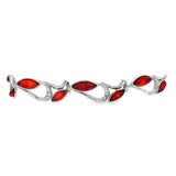 JT ESTATE Sterling Silver Amber And Rhinestones Free Form Link Bracelet