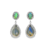 18K White Gold Opals Dangle Earrings