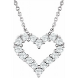 14K White Gold Natural Diamonds Heart Necklace