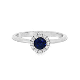 September Birthstone Sterling Silver Lab Grown Sapphire Halo Ring
