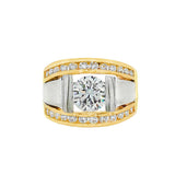 14K White And Yellow Gold Contemporary Round Diamond Engagement Ring