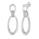Sterling Silver Dangle Natural Diamonds Earrings