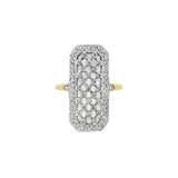 JT ESTATE 14K White And Yellow Gold Latticed Natural Diamond Ring