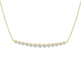 14K White Gold Natural Diamonds Curved Bar Necklace