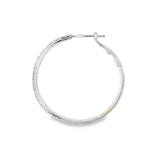 14K White Gold 30mm Round Diamond Hoop Earrings
