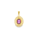 JT ESTATE 14K Yellow Gold Amethyst Oval Pendant