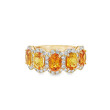 14K Yellow Gold Oval Yellow Sapphires Five Stone Ring
