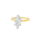14K Yellow And White Gold Hidden Halo Marquise Diamond Engagement Ring
