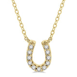 10K Yellow Gold Horseshoe Diamond Pendant Necklace