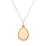 14K Rose Gold Pear Cabochon Opal Drop Pendant