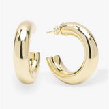 18K Yellow Gold Overlay 'She's So Smooth' Round Tube Hoops