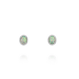 18K White Gold Opal And Diamond Halo Earrings