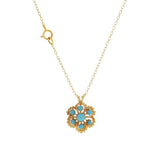 JT ESTATE 14K Yellow Gold Turquoise Flower Pendant