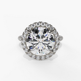 14K White Gold Halo Round Natural Diamonds Engagement Ring