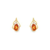 14K Yellow Gold Citrine And Diamonds Earrings