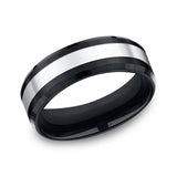 Ceramic And Cobalt 7mm Beveled Polished Wedding Band