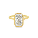14K Yellow Gold 3.07Ct Rectangular Lab Grown Diamonds Solitaire Engagement Ring