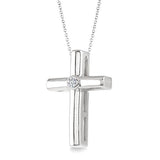 Sterling Silver Natural Diamonds Cross Pendant