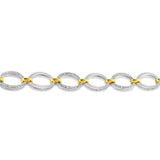 Sterling Silver Natural Diamonds Oval Link Bracelet