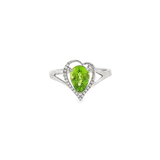 14K White Gold Pear Peridot Free Form Ring