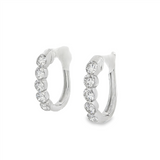 14K White Gold 15Mm Oval Lab Grown Diamonds Small Hoop Earrings
