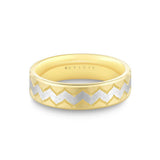 14K White And Yellow Gold Zig Zag Pattern Wedding Band