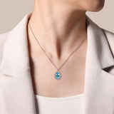 Sterling Silver Bujukan Pear Blue Topaz Pendant Necklace