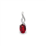 14K White Gold Garnet Drop Pendant