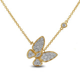 18K Yellow Gold Natural Diamonds Butterfly Necklace