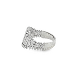 JT ESTATE 14K White Gold Diamond Cut Mesh Ring