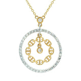 14K Yellow And White Natural Diamonds Contemporary Necklace