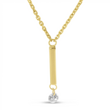 14K Yellow Gold Natural Diamonds Bar Necklace