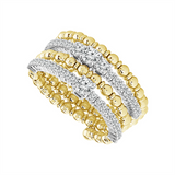 Titanium And 14K Yellow And White Gold Multi Row Flexi Diamond Ring