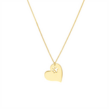 14K Yellow Gold Tilted Heart With Paw Cutout Necklace