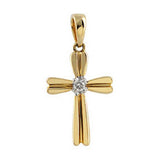 14K Yellow Gold Diamond Cross Pendant