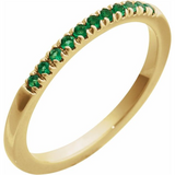 14K Yellow Gold May Birthstone Round Lab Grown Emeralds Band Ring