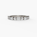 14K White Gold Baguette Natural Diamonds Band