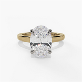 14K Yellow And White Gold Hidden Halo Oval Diamond Engagement Ring