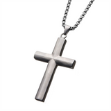 Stainless Steel Matte Finish Cross Pendant Necklace