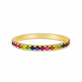14K Yellow Gold Round Rainbow Sapphire Band