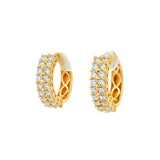 14K Yellow Gold 20Mm Round Contemporary Natural Diamonds Hoop Earrings