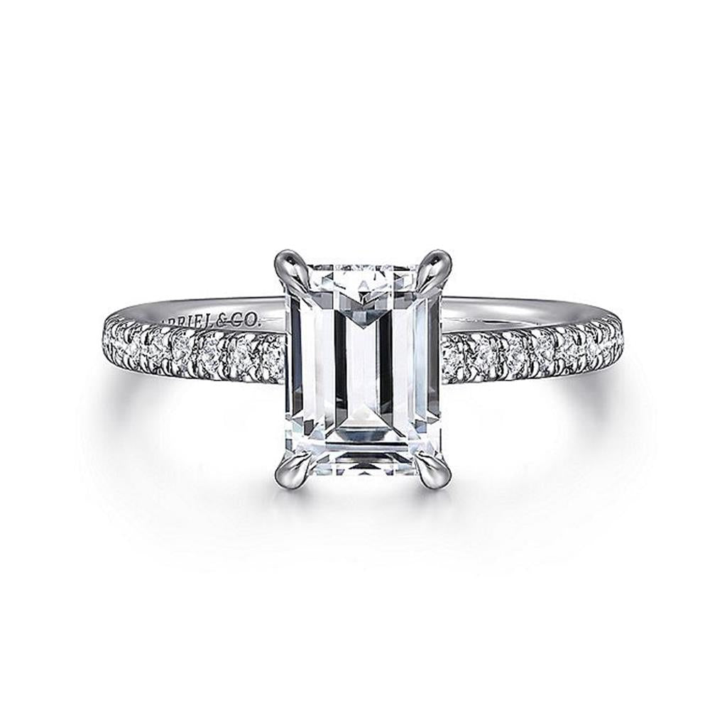 14K White Gold 'Franka' Emerald Cut Diamond Engagement Ring
