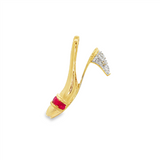 JT ESTATE 10K Yellow Gold Ruby And Diamond High Heel Pendant