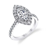 14K White Gold 'Jacalyn' Halo Marquise Natural Diamonds Engagement Ring