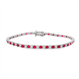 14K White Gold Ruby And Diamond Tennis Bracelet