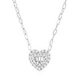 14K White Gold Natural Diamonds Heart Necklace