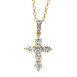 18K Yellow Gold Natural Diamond Cross Pendant