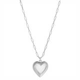 Sterling Silver Puffed Heart Pendant Necklace